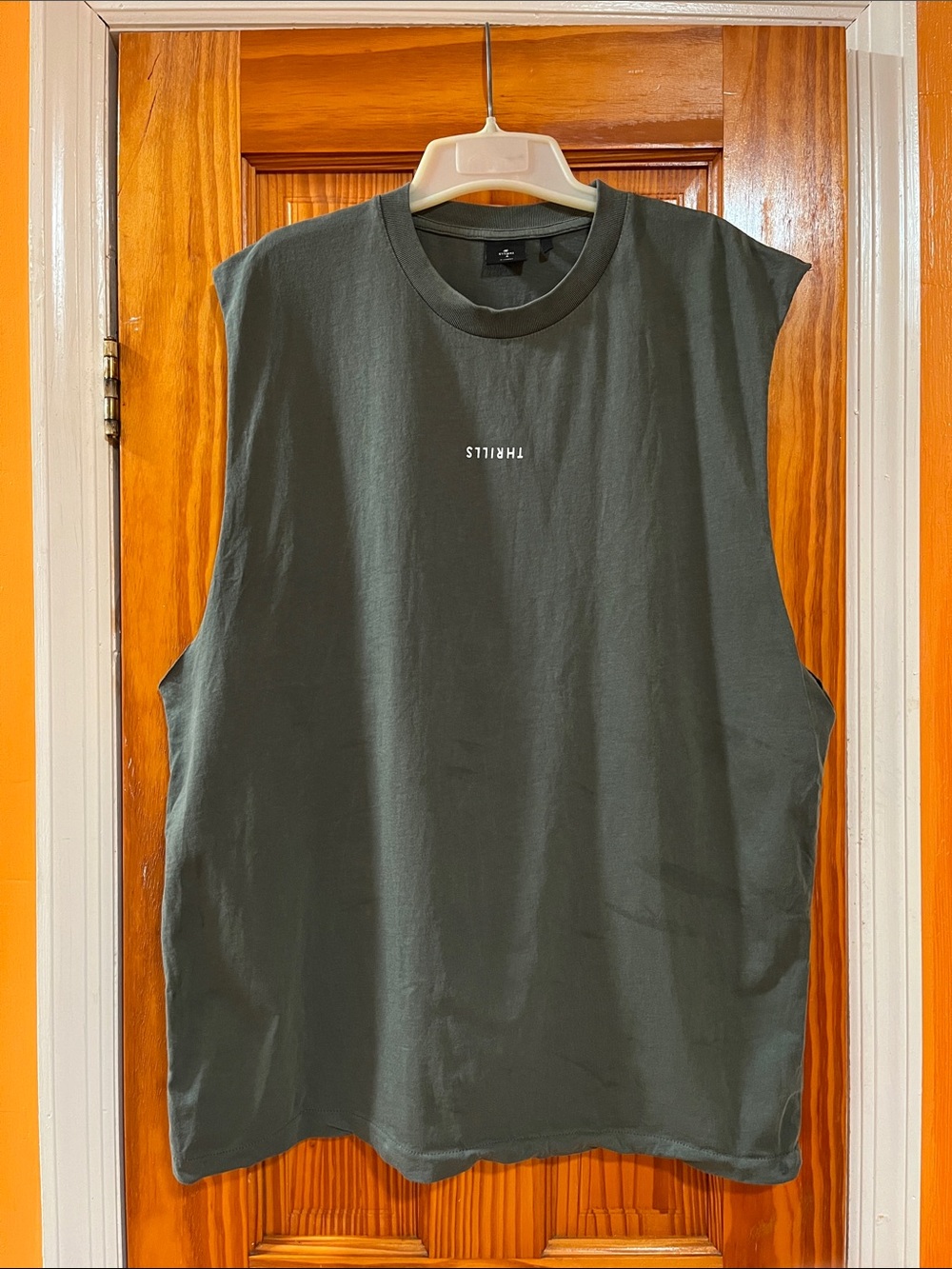 Thrills Men's  Sleeveless Tank Tee Shirt Top — Olive Green Gorpcore Size L